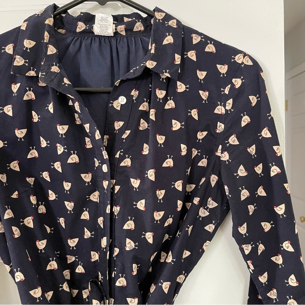 J. Crew Chicken Print Button Up dress